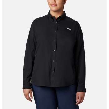 Columbia PFG Tamiami II Long Sleeve Plus Size, Camisa Negros Para Mujer | 852907-JWE